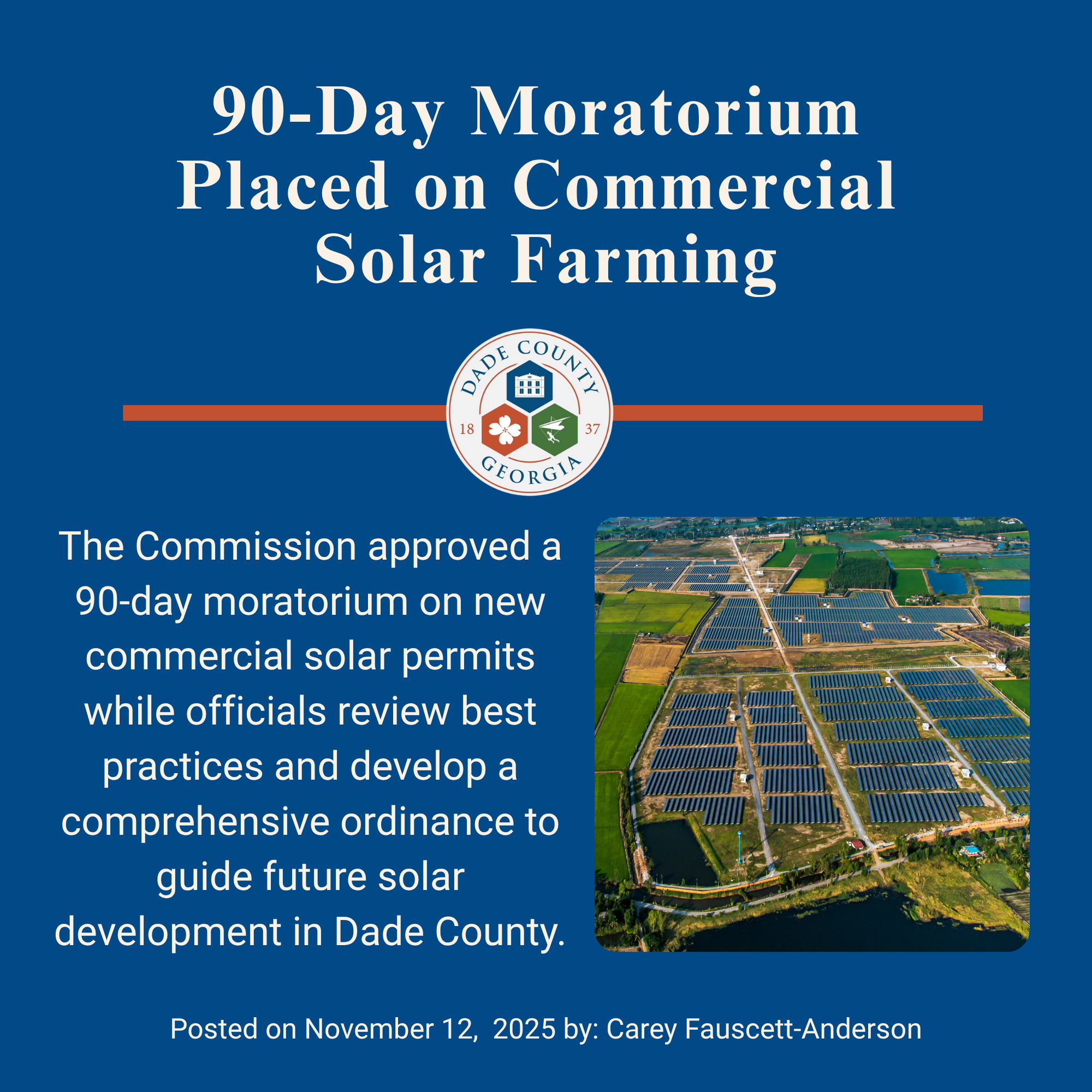 90- Day Moratorium Solar Farming